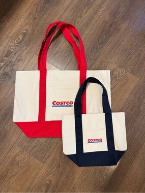 Costco Canvas Tote Bag – Cream with Red or Black Trim